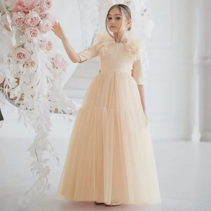 Tulle Flower Girl Dresses With Bow For Wedding Birthday