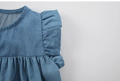 Kids Girls Floral Summer Casual Jeans Dresses childrensterritory