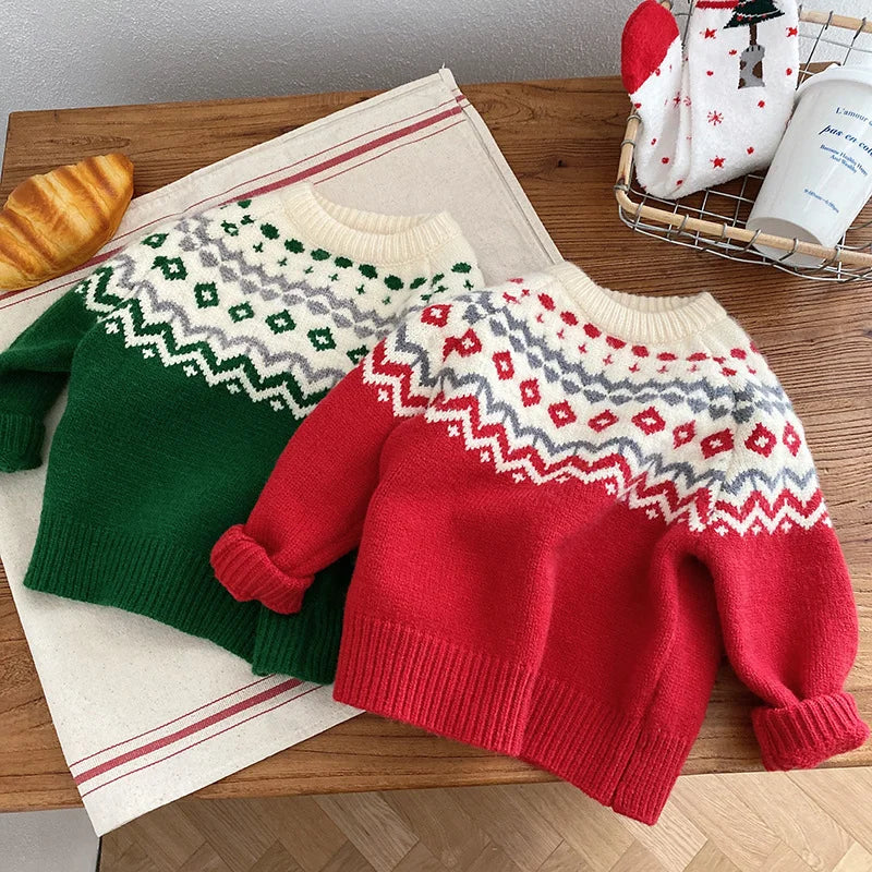 Boys' Long-Sleeved Knitted Winter Sweater