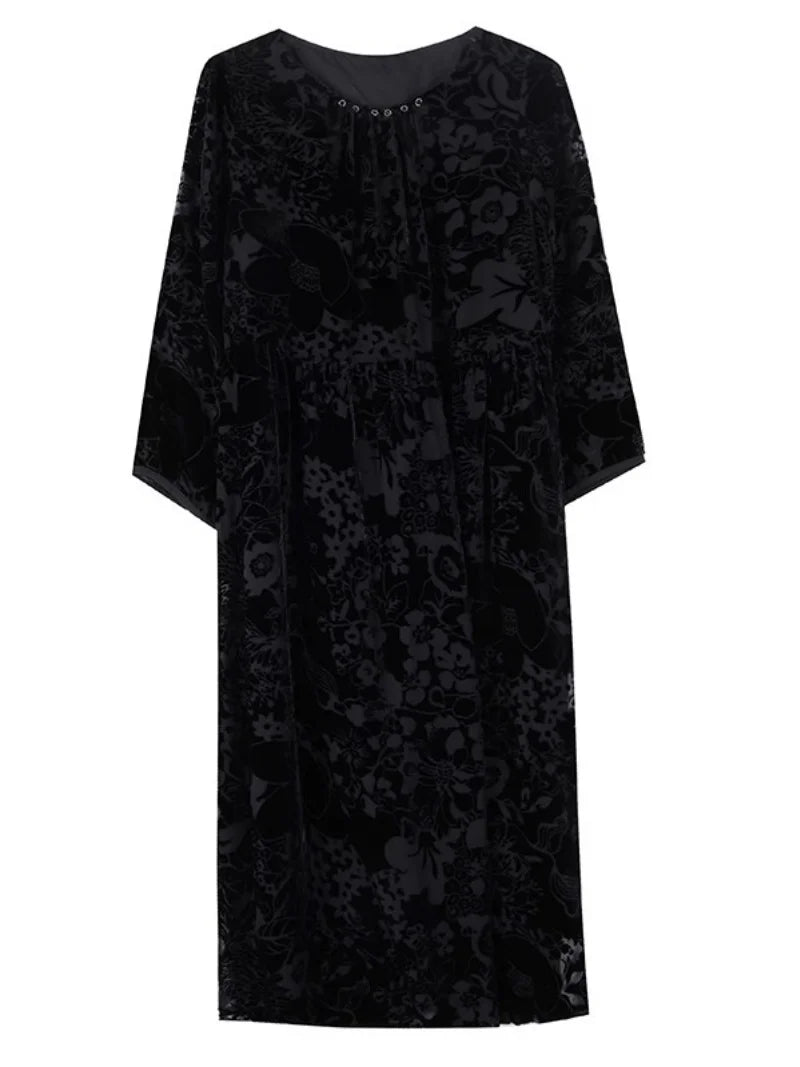 A-Line Velvet Embossed Dresses for Preschool Girls