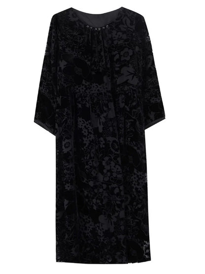 A-Line Velvet Embossed Dresses for Preschool Girls