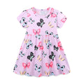 Colorful Butterfly Print Kids Girls' Light Purple Cotton Dress