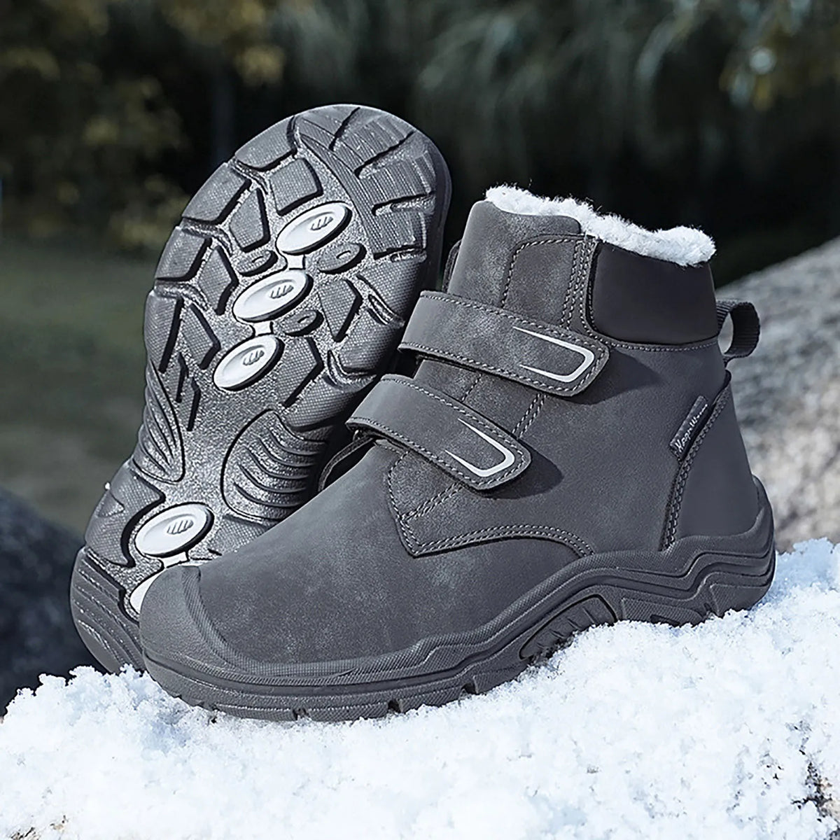 Kids Suede Fashion High Top Hook And Loop Warm Shoes