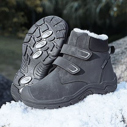 Kids Suede Fashion High Top Hook And Loop Warm Shoes
