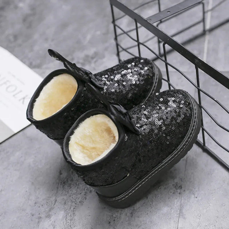 Kid Girls Non-slip Warm Sequin Snow Boots childrensterritory