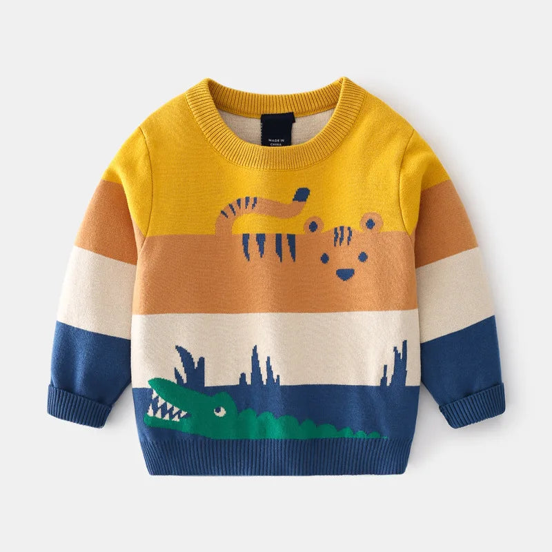 Kids Long-Sleeved Cartoon Print Winter Sweater childrensterritory