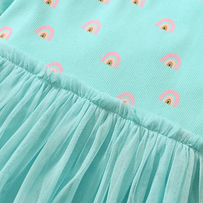 Kids Girls Rainbow Printed Summer Cotton Party Dresses childrensterritory