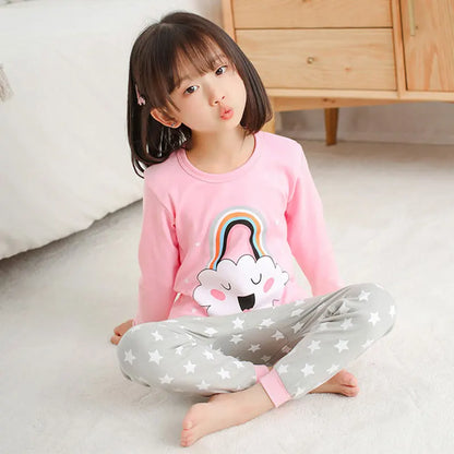 Long Sleeve Cartoon Design Kids Winter Warm Pajamas Sets childrensterritory