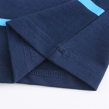 Kids Boat Embroidery Cotton Tees + Shorts Sets for Summer childrensterritory