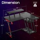 L-shaped Gaming Table with LED Lights and Storage Shelf childrensterritory