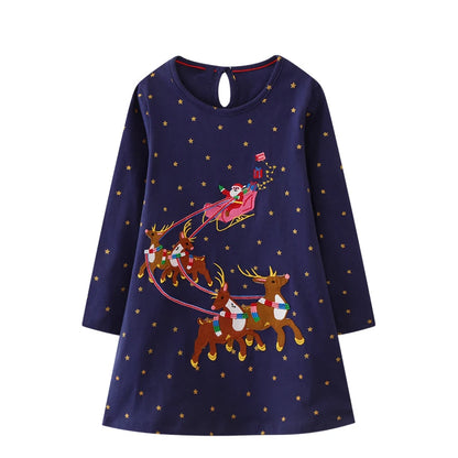 Animals Cartoon Embroidered Design Casual Dresses for Girls childrensterritory