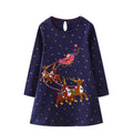 Animals Cartoon Embroidered Design Casual Dresses for Girls childrensterritory