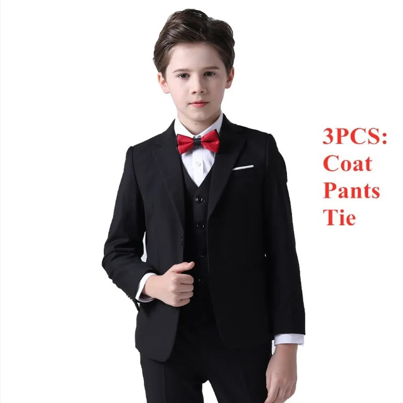 Kids Boys Top Quality Plaid Wedding Suit Formal Tuxedo