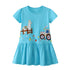 Kids Girls Alpaca Tractor Embroidered Summer Dresses childrensterritory