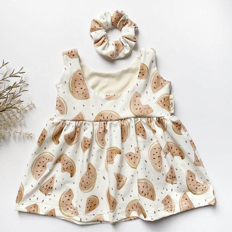 Watermelon Print Dress with Headband for Baby Girl childrensterritory