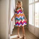 Girls Striped Pattern Party Dress for Summer childrensterritory