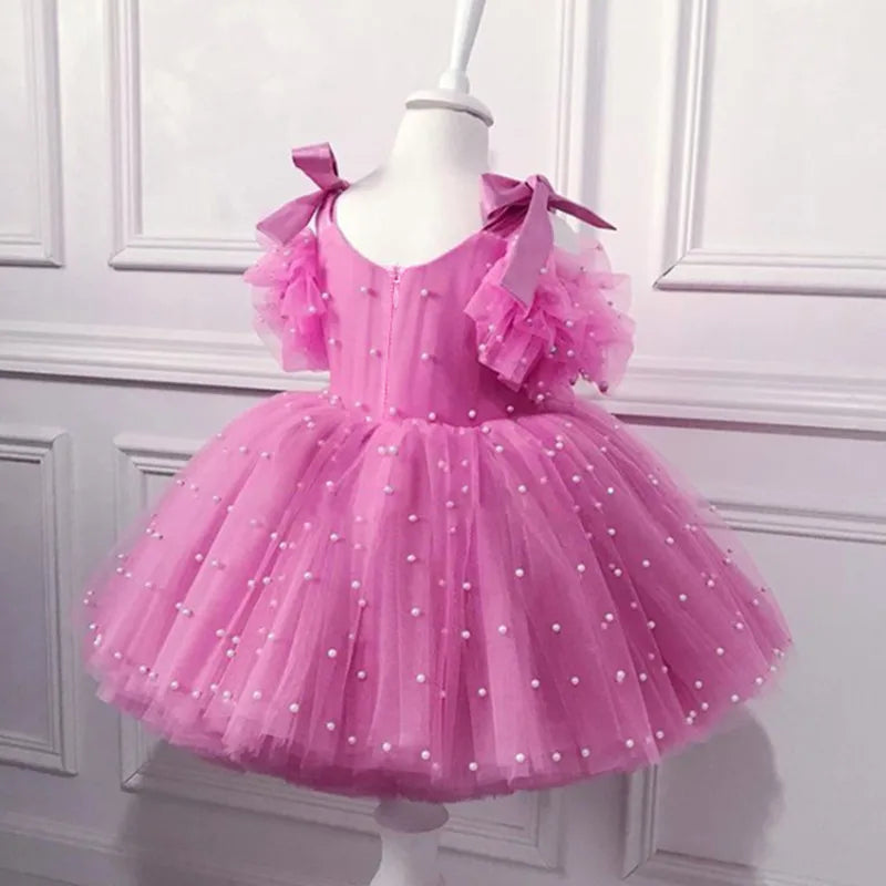 Pearl Mesh Design Tutu Christening Dress for Little Girls childrensterritory
