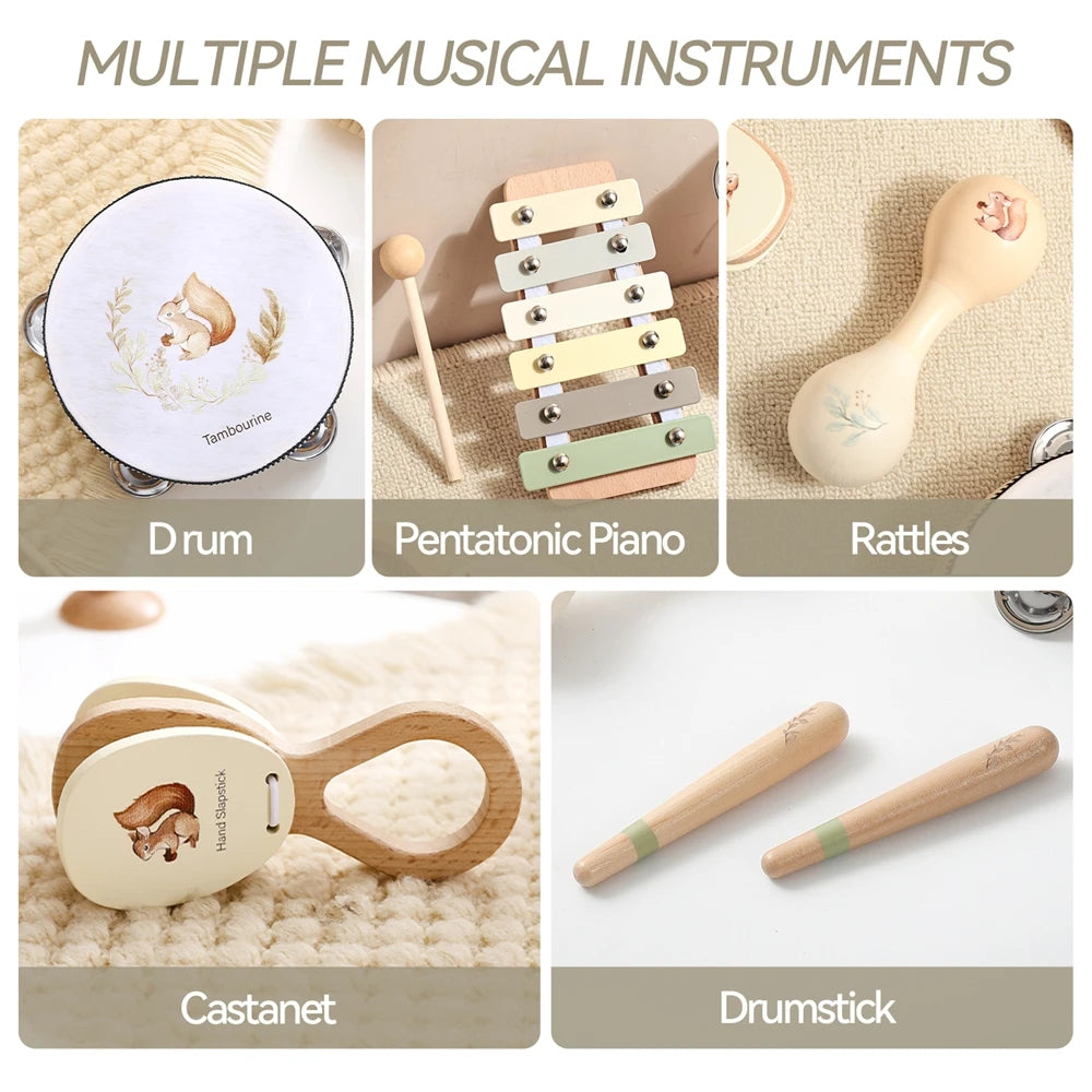 Wooden Musical Instruments for Early Education in Infants