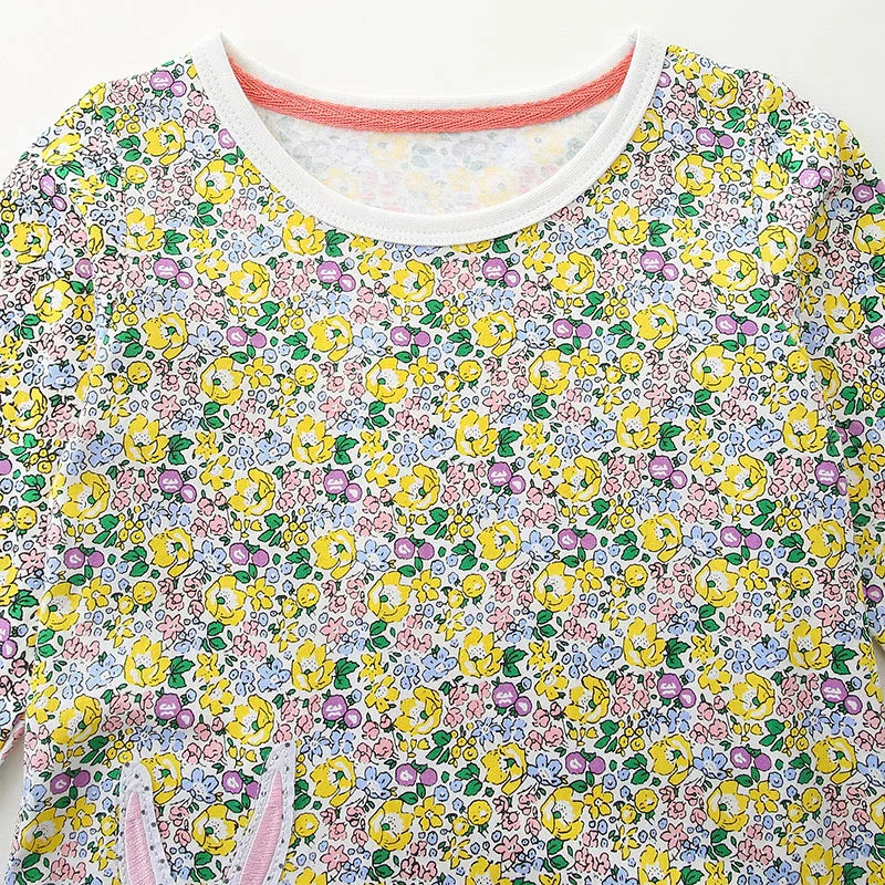 Kids Girls Long Sleeves Cartoon Design Casual Dress childrensterritory