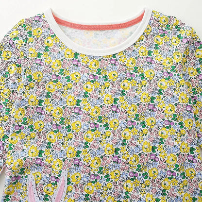 Kids Girls Long Sleeves Cartoon Design Casual Dress childrensterritory