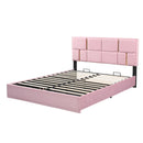 Platform Bed in Queen Size with Upholstery and Hydraulic Storage childrensterritory