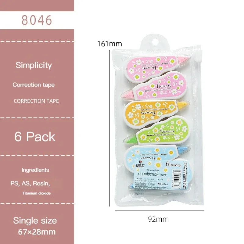 6Pcs/pack Portable Mini Correction Tapes Set childrensterritory