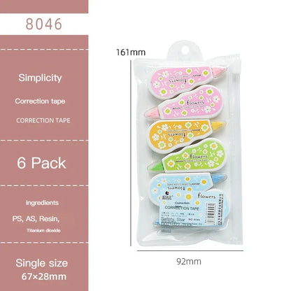 6Pcs/pack Portable Mini Correction Tapes Set childrensterritory