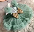 Little Girls Tutu Sparkling Birthday Dress with Bow Design childrensterritory
