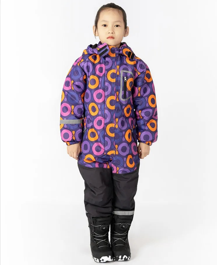 Plus Velvet Windproof Kids One-piece Thickening Ski Suit childrensterritory