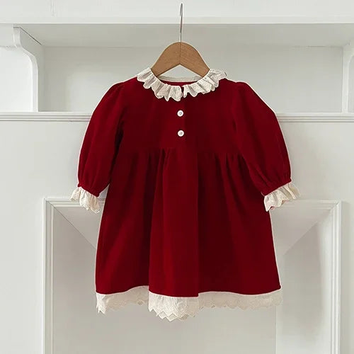 Baby Kids Long Sleeves Lace Design Christmas Party Costumes