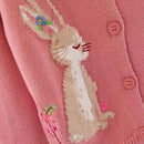 Kids Girls Floral and Rabbit Embroidery Knitted Cardigans childrensterritory