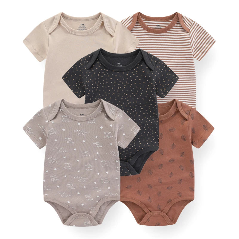 Cartoon Print Baby Girls Short Sleeve Cotton Romper Set