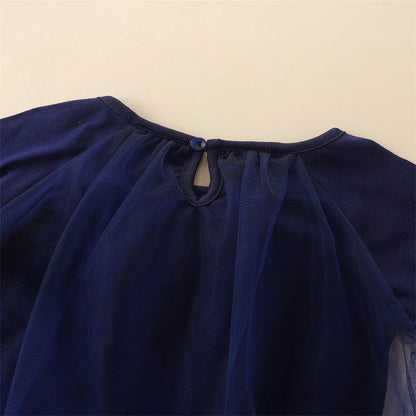 Kids Girls Hearts Applique Long Sleeves Party Dresses childrensterritory