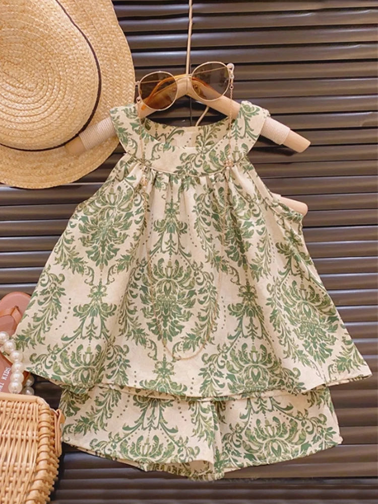 Floral Print Kids Girls Summer Clothing Set childrensterritory