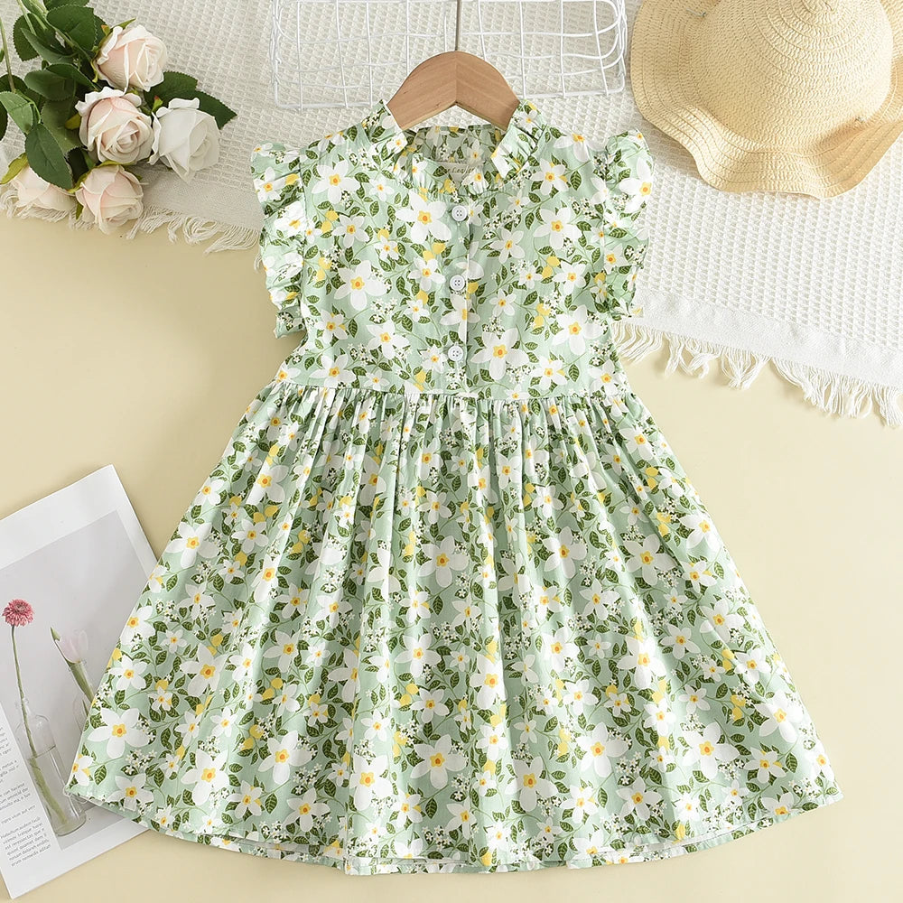 Kids Girls Floral Design Summer Princess Dresses childrensterritory