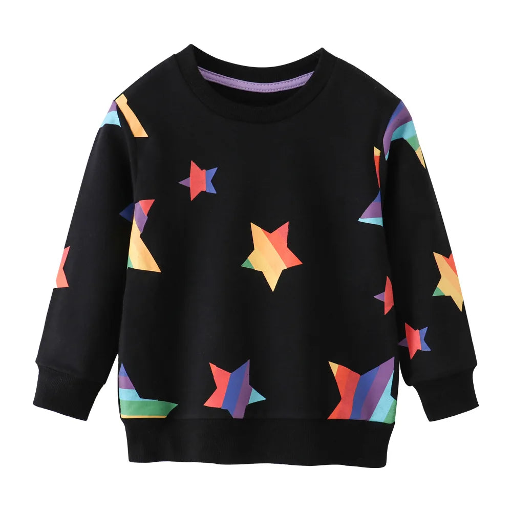 Long Sleeve Stars Cartoon Print Kid Boys Girls Sweatshirts childrensterritory