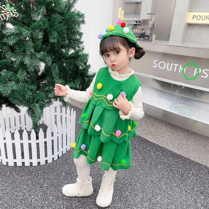 Kids Girls Christmas Tree Costume for Cosplay childrensterritory