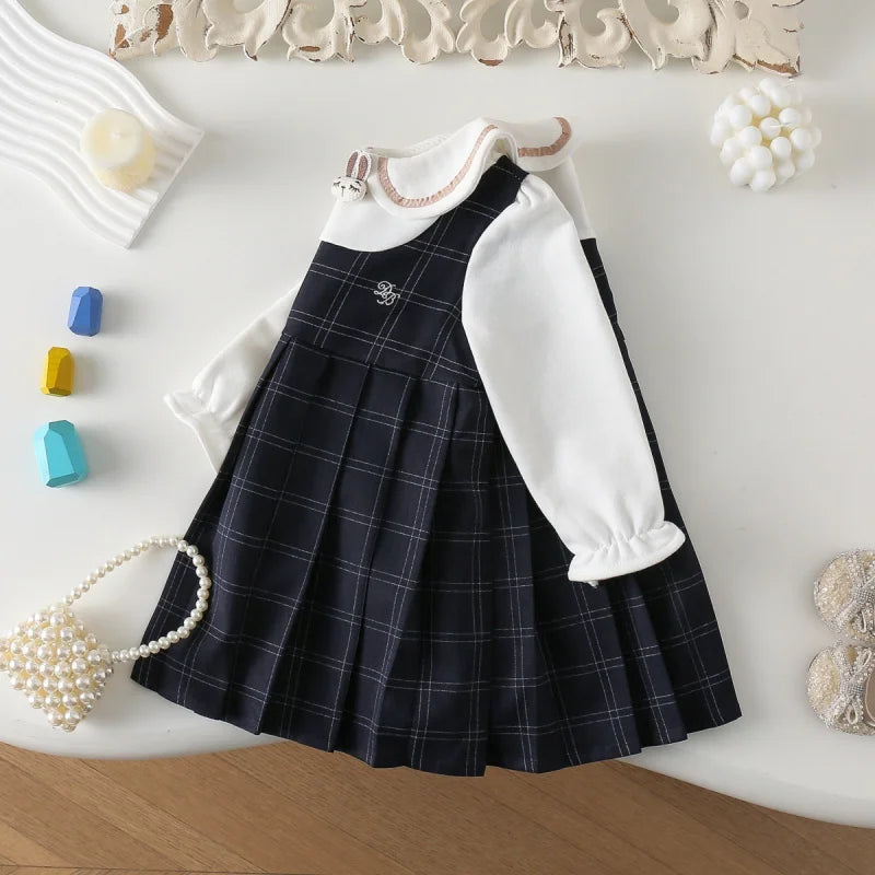 Cute Academic-Style Kids Girls Autumn Princess Dress