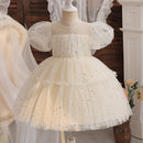 Little Girls Bow Lace Design White Baptism/Bridesmaid Dresses childrensterritory