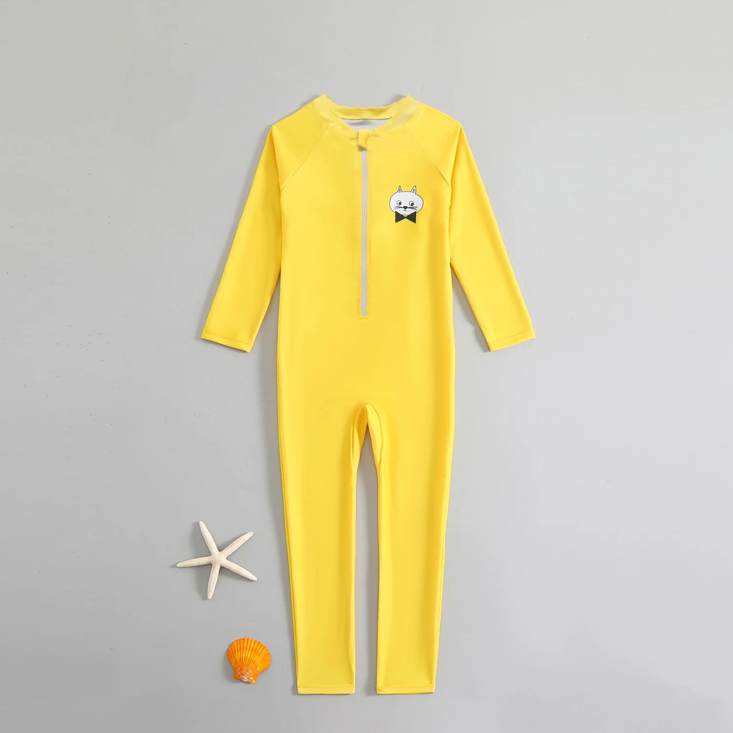 Cartoon Print Long Sleeve One Piece Swimsuit for Kids