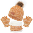 Toddler 3Pcs Cute Pompom Knitted Hats Scarf Gloves Set childrensterritory