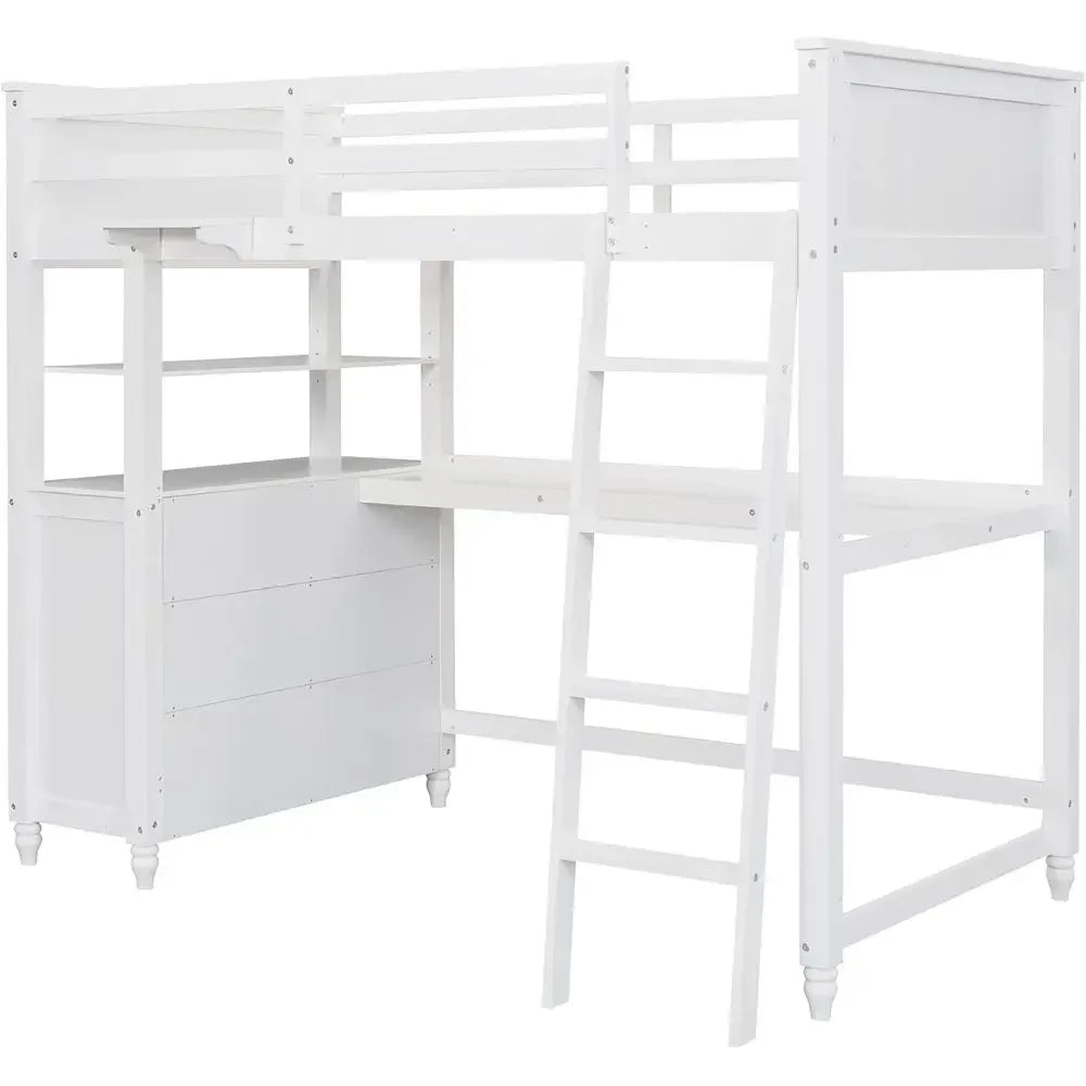 Twin Size Wooden Bed with Storage Drawers for Kids