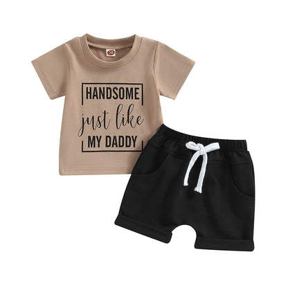 Baby Boy Casual Letter Print T-Shirt and Shorts Set childrensterritory