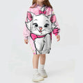 Kids Girls Cute Cat Print Casual Hoodie Dresses childrensterritory