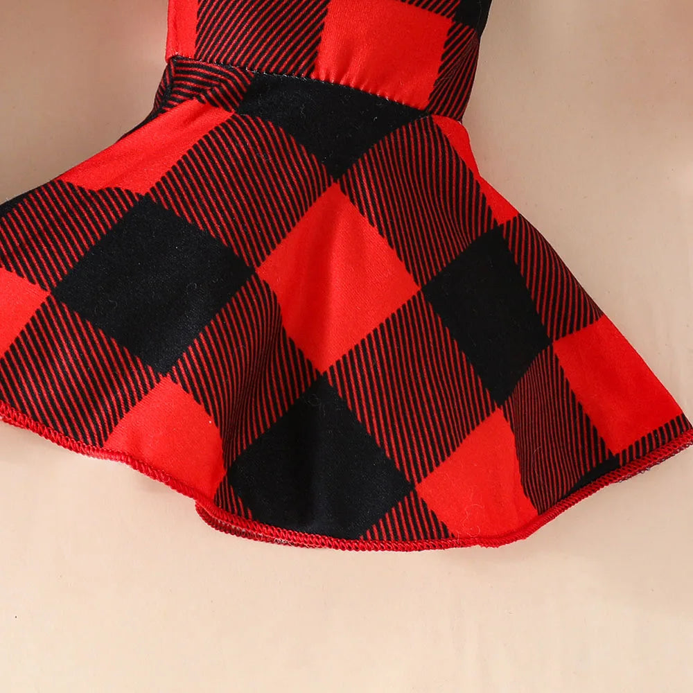 Baby Girl Cartoon Print Christmas Outfit