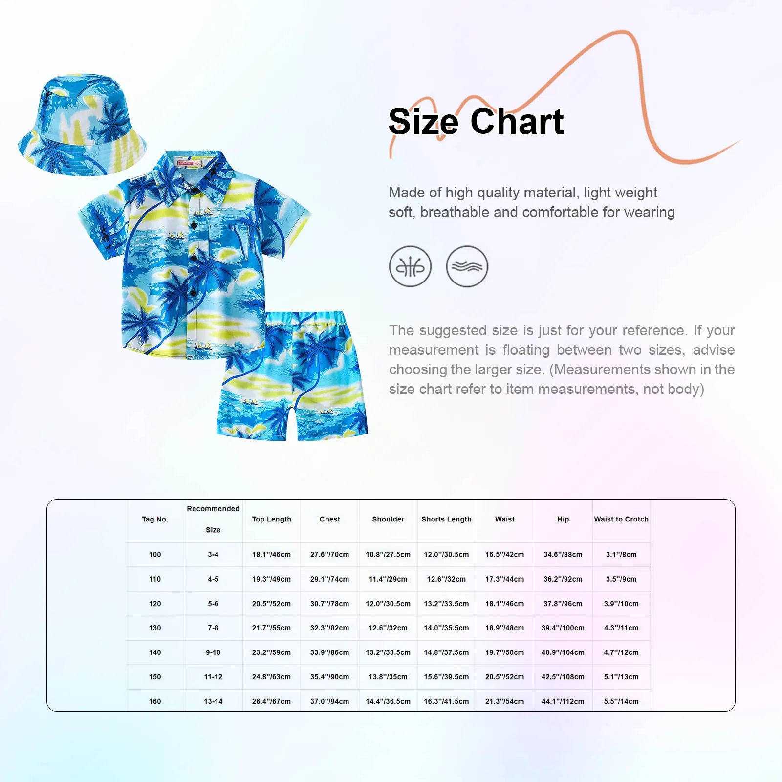Little Unisex Three-piece Coconut Tree Print Summer Clothing Set
