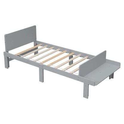 Easy-to-Assemble Twin Bed with Footboard Bench for Kids childrensterritory