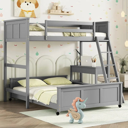 Parent-Child Bunk Bed with Desk and 2 Drawers