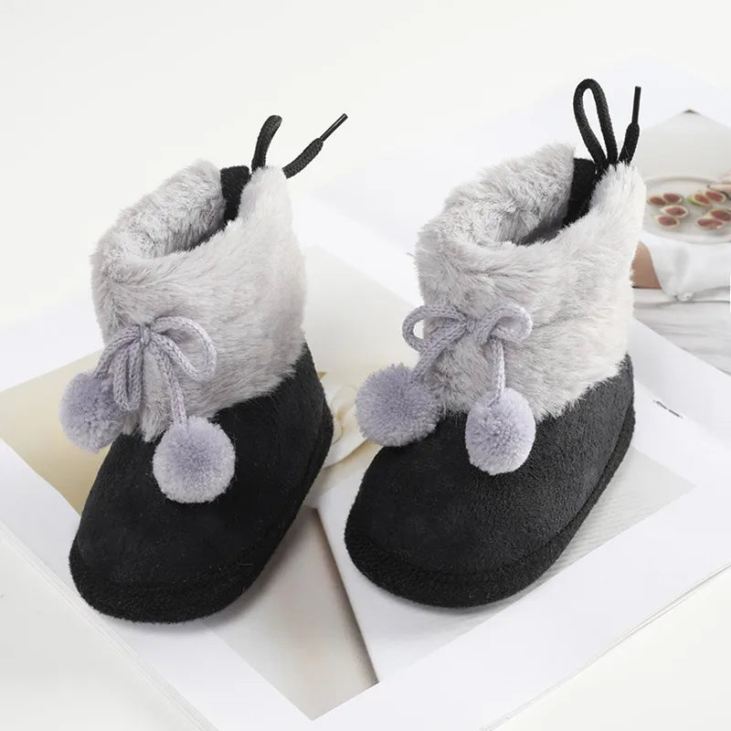 Soft Sole Furry Snow Boots First Walkers for Baby Girls childrensterritory