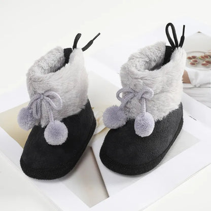Soft Sole Furry Snow Boots First Walkers for Baby Girls childrensterritory